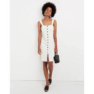 Madewell Texture & Thread Button-Front Tank Dress White Cream Cottage Medium